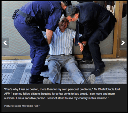 Greek Pensioner Weeps